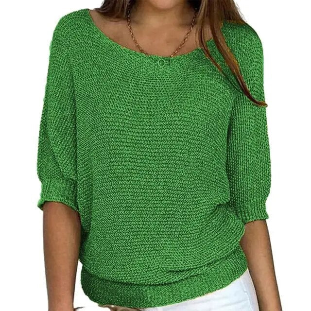 Women's Sweater | Knit V-Neck Short Sleeve