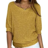 Women's Sweater | Knit V-Neck Short Sleeve