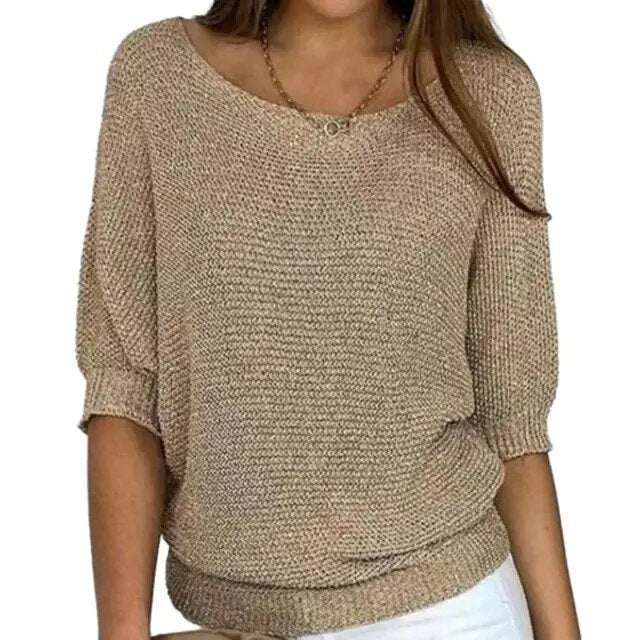 Women's Sweater | Knit V-Neck Short Sleeve