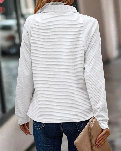 Women's Sweater | Zip Neck Ribbed Knit Long Sleeve