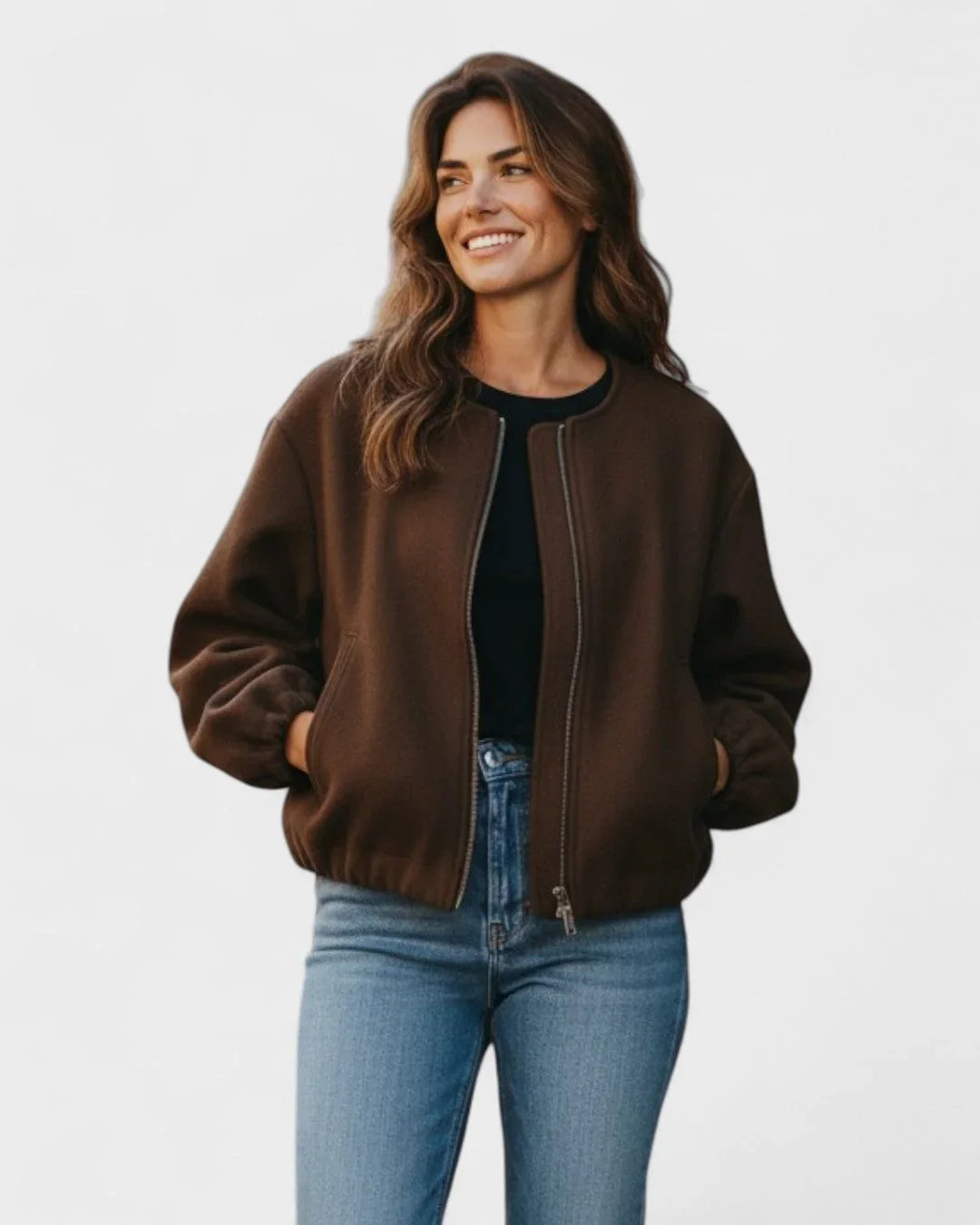 Women's Varsity Jacket | Balloon Sleeve Cropped Zip Front