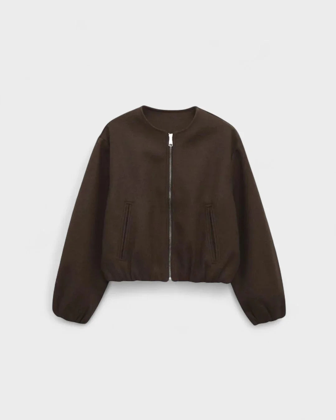 Women's Varsity Jacket | Balloon Sleeve Cropped Zip Front