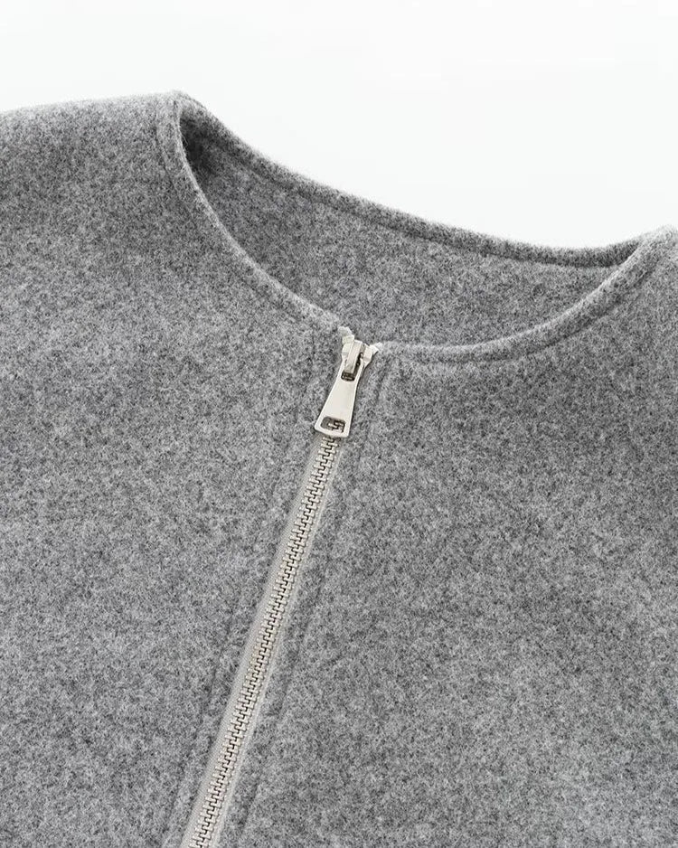 Women's Varsity Jacket | Balloon Sleeve Cropped Zip Front