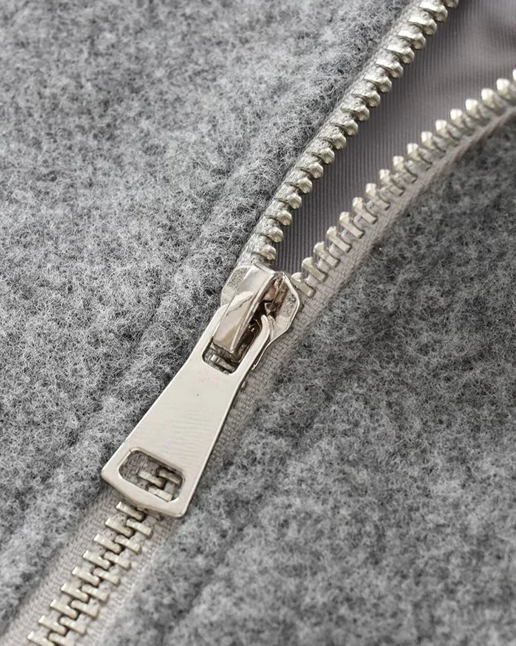 Women's Varsity Jacket | Balloon Sleeve Cropped Zip Front