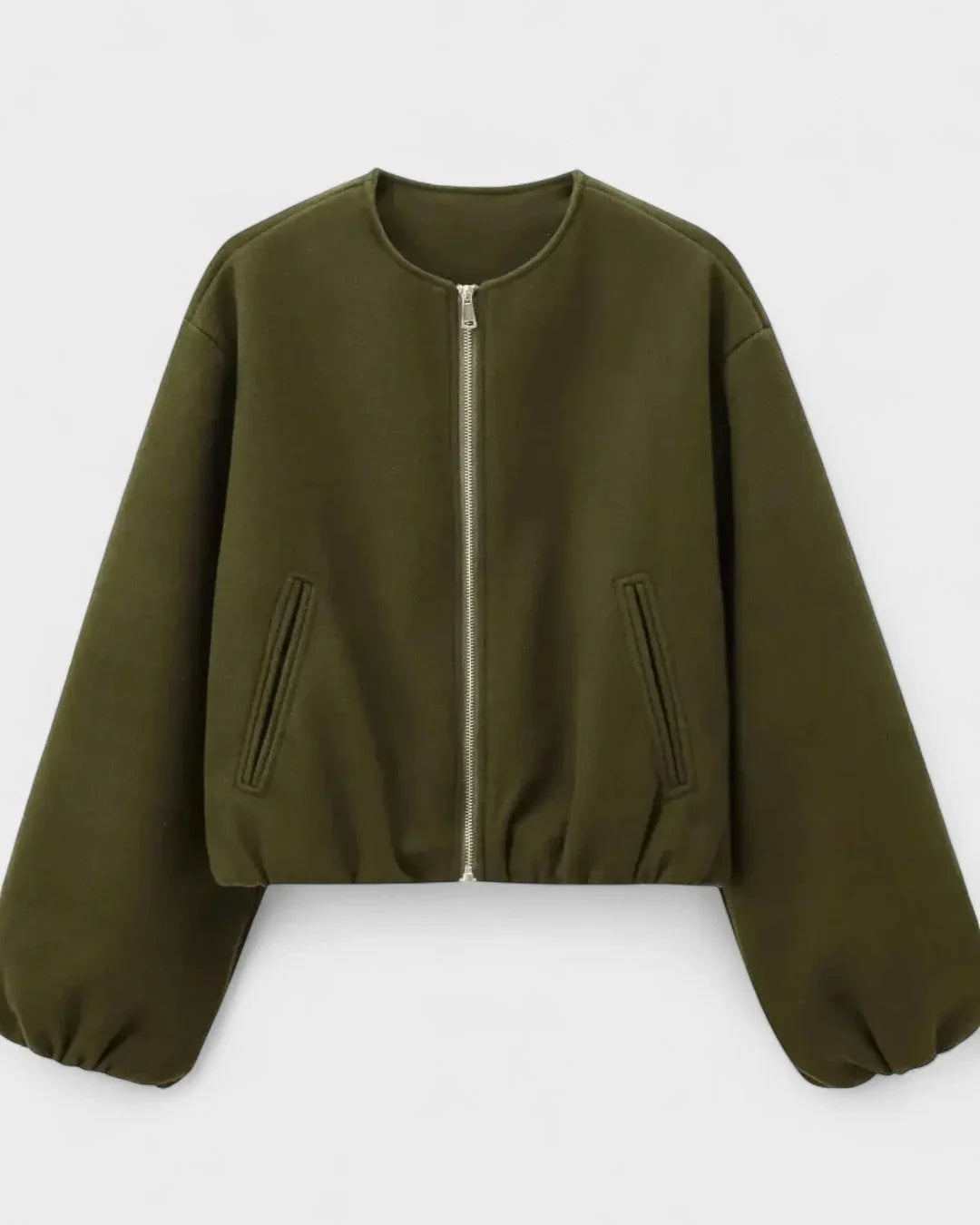 Women's Varsity Jacket | Balloon Sleeve Cropped Zip Front