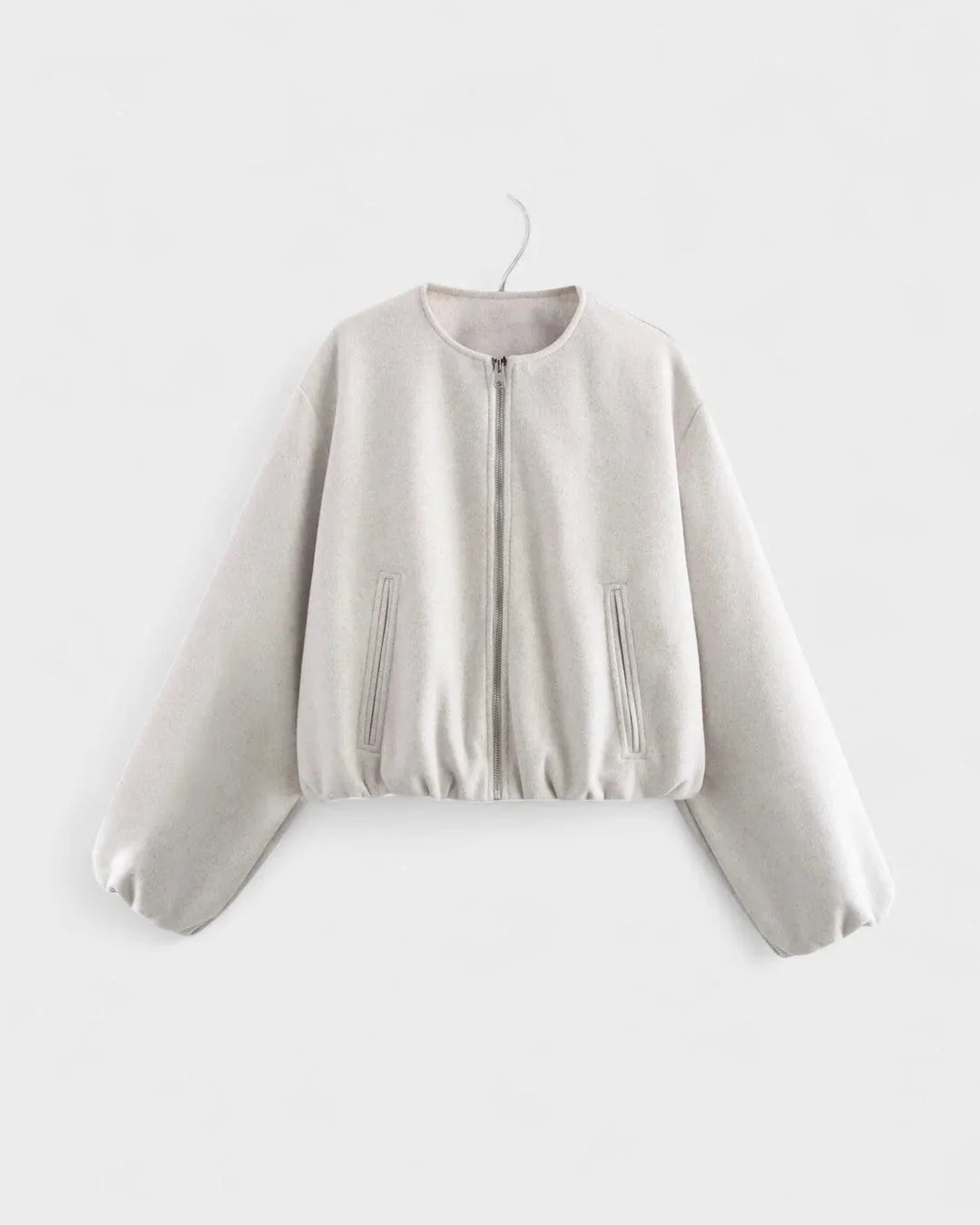 Women's Varsity Jacket | Balloon Sleeve Cropped Zip Front