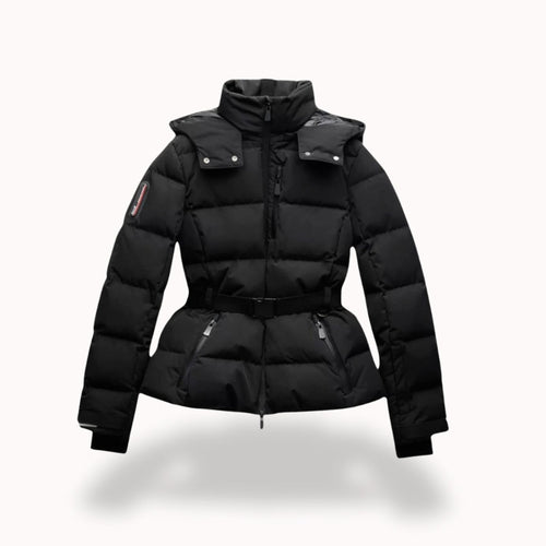 Grace | Women's Belted Quilted Puffer Jacket Hooded Zip-Pocket