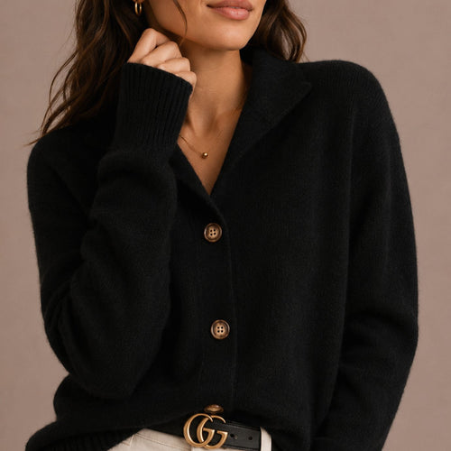 Isabella | Women's Collared Knit Button-Up Relaxed Cardigan
