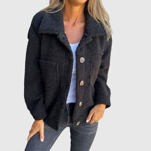 Evelyn | Women's Cozy Sherpa Button-Front Collared Jacket