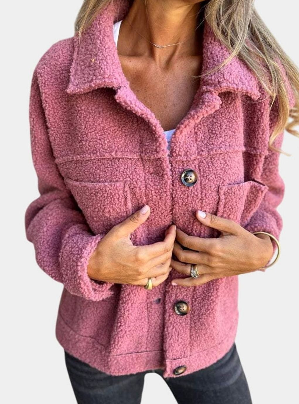 Evelyn | Women's Cozy Sherpa Button-Front Collared Jacket