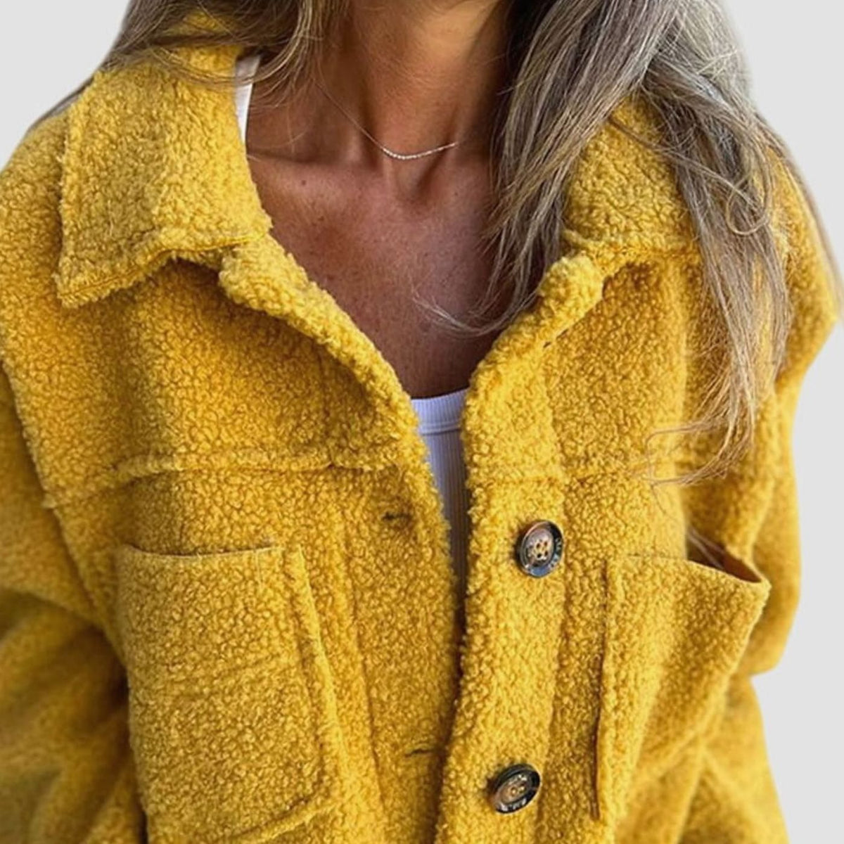 Evelyn | Women's Cozy Sherpa Button-Front Collared Jacket