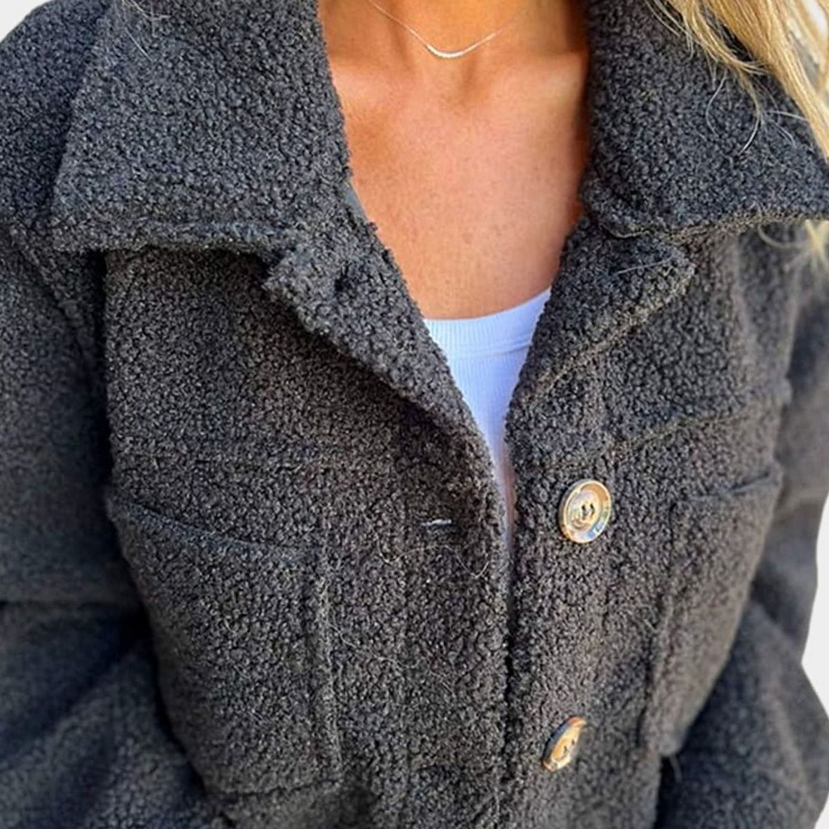 Evelyn | Women's Cozy Sherpa Button-Front Collared Jacket