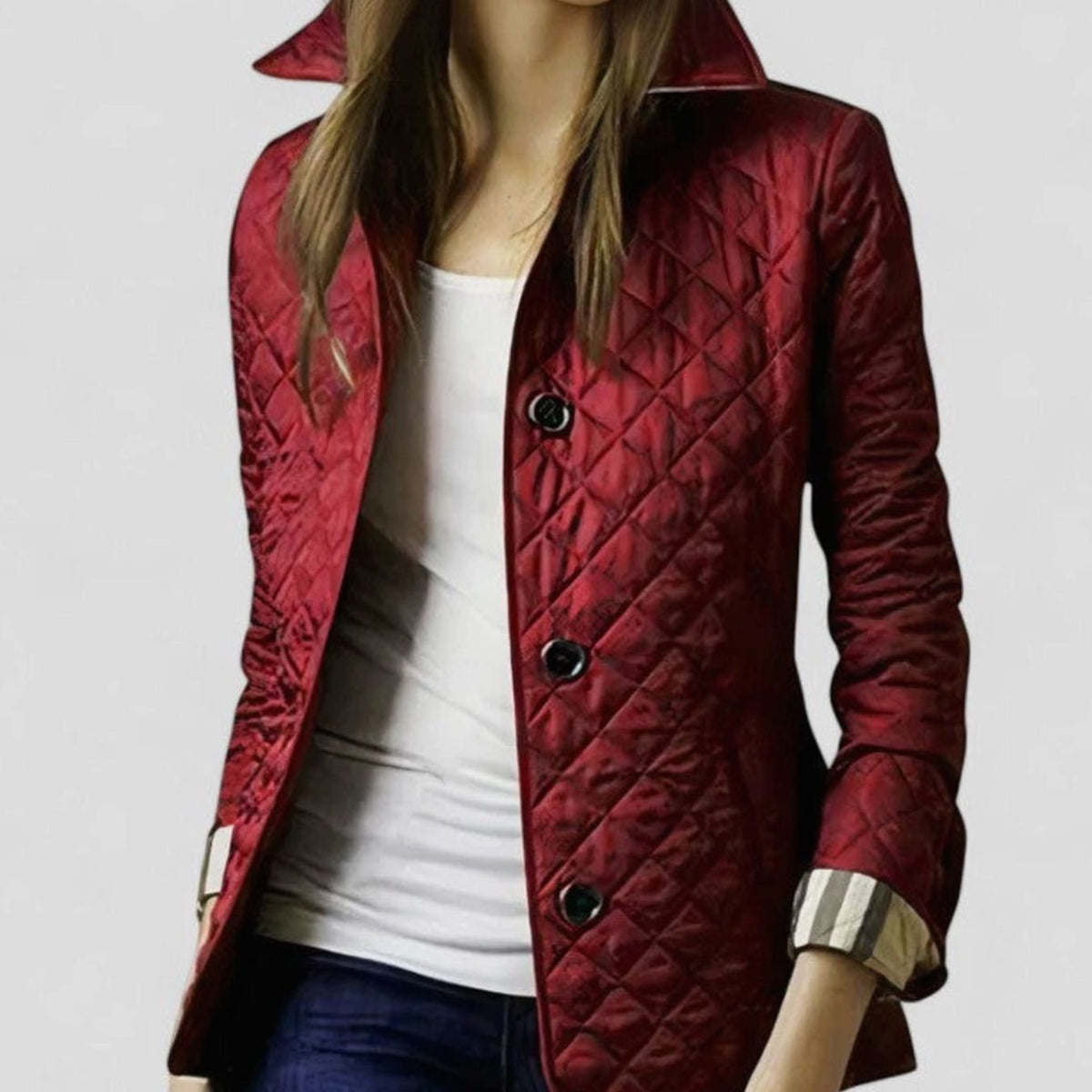 Mia | Women's Diamond-Quilted Button-Front Elegant Jacket