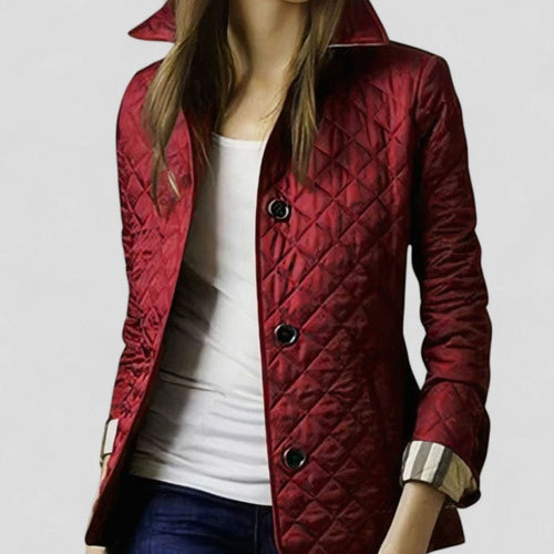 Mia | Women's Diamond-Quilted Button-Front Elegant Jacket