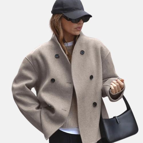 Evelyn | Women's Double-Breasted Hip-Length Wool-Look Winter Coat