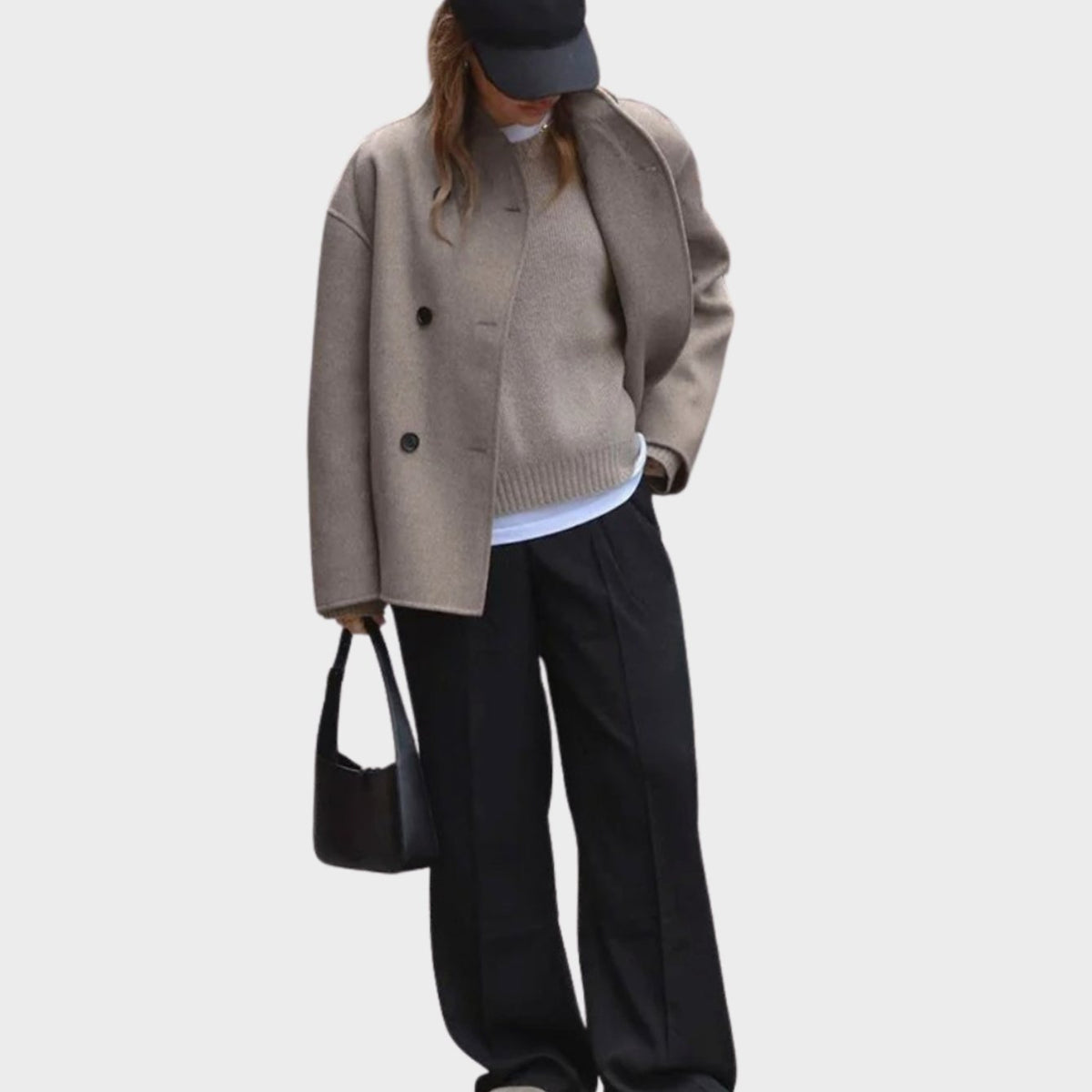Evelyn | Women's Double-Breasted Hip-Length Wool-Look Winter Coat
