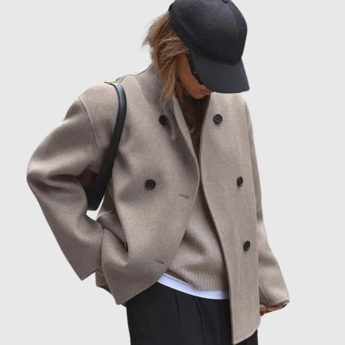 Evelyn | Women's Double-Breasted Hip-Length Wool-Look Winter Coat