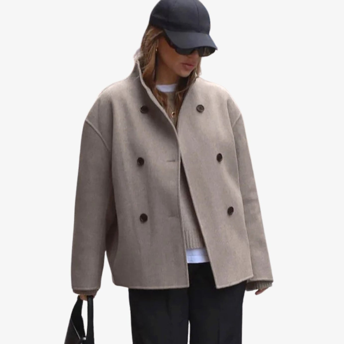 Evelyn | Women's Double-Breasted Hip-Length Wool-Look Winter Coat