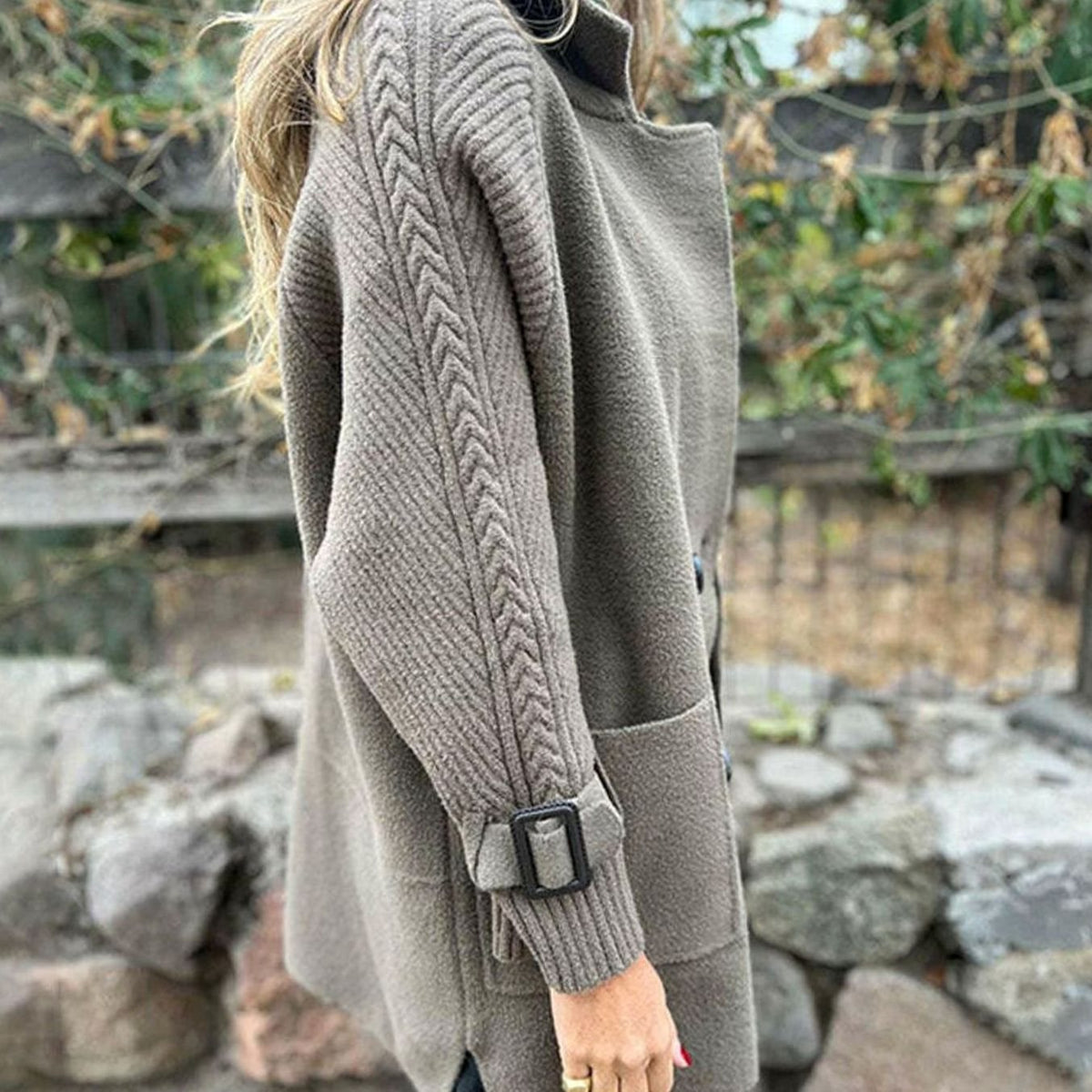 Eleanor | Women's Double-Breasted Knit-Sleeve Winter Coat