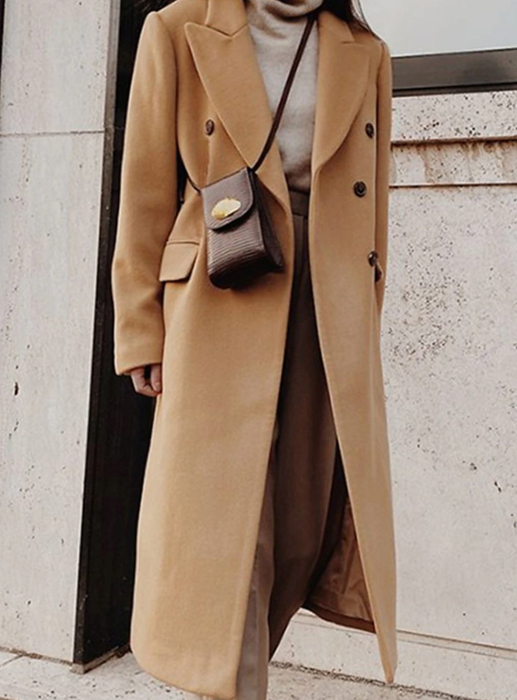 Madison | Women's Double-Breasted Longline Winter Coat Wide Lapels