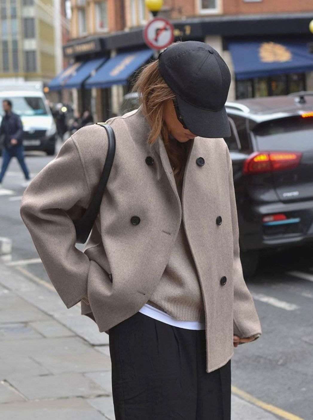 Sophia | Women's Double-Breasted Stand-Collar Wool Pea Coat