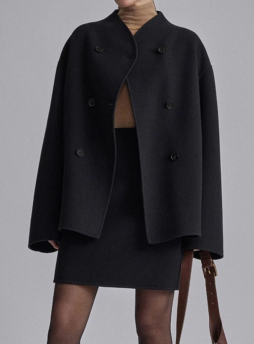Sophia | Women's Double-Breasted Stand-Collar Wool Pea Coat