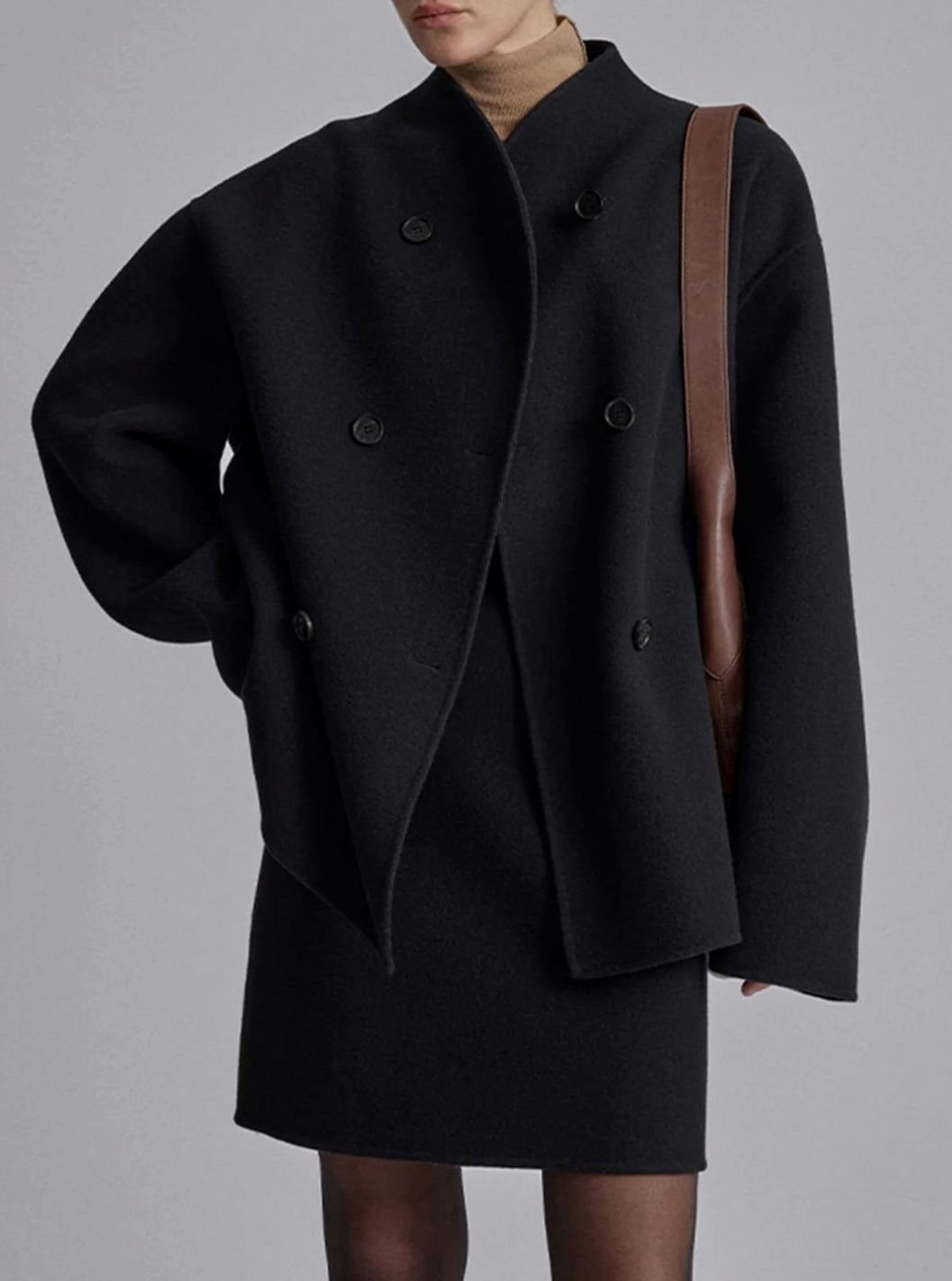 Sophia | Women's Double-Breasted Stand-Collar Wool Pea Coat
