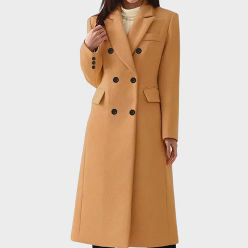 Scarlett | Women's Double-Breasted Wool Winter Coat Notch Lapel Long Tailored