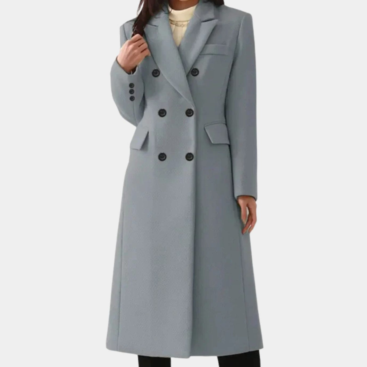 Scarlett | Women's Double-Breasted Wool Winter Coat Notch Lapel Long Tailored