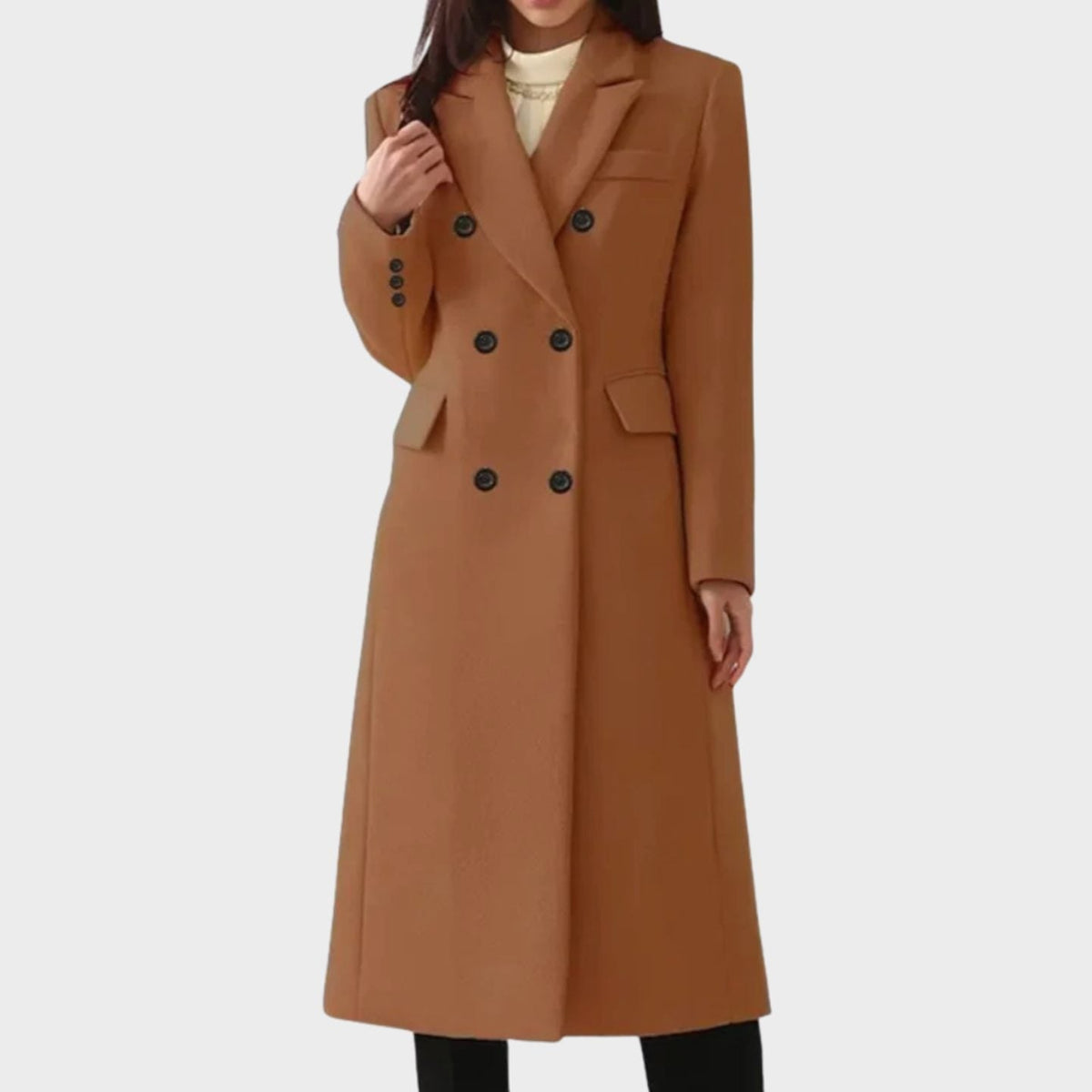Scarlett | Women's Double-Breasted Wool Winter Coat Notch Lapel Long Tailored