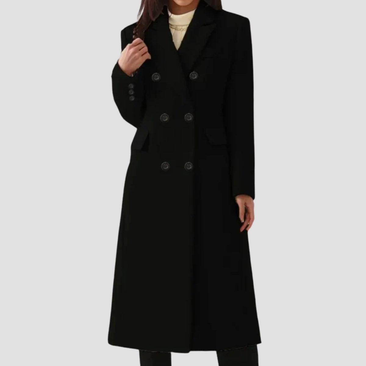 Scarlett | Women's Double-Breasted Wool Winter Coat Notch Lapel Long Tailored