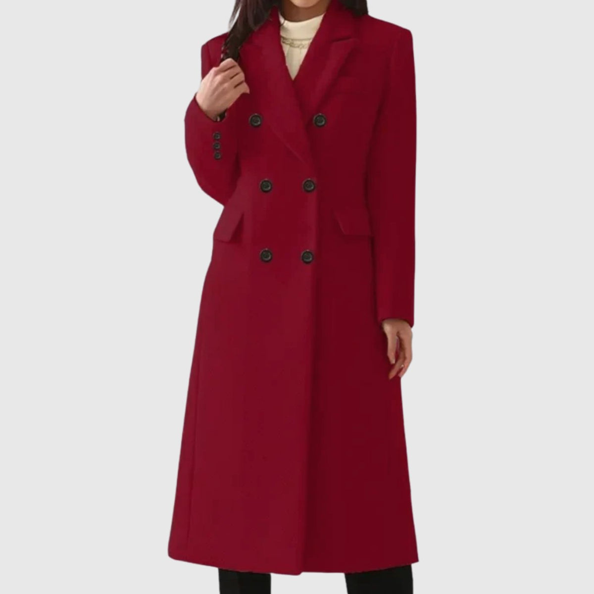 Scarlett | Women's Double-Breasted Wool Winter Coat Notch Lapel Long Tailored