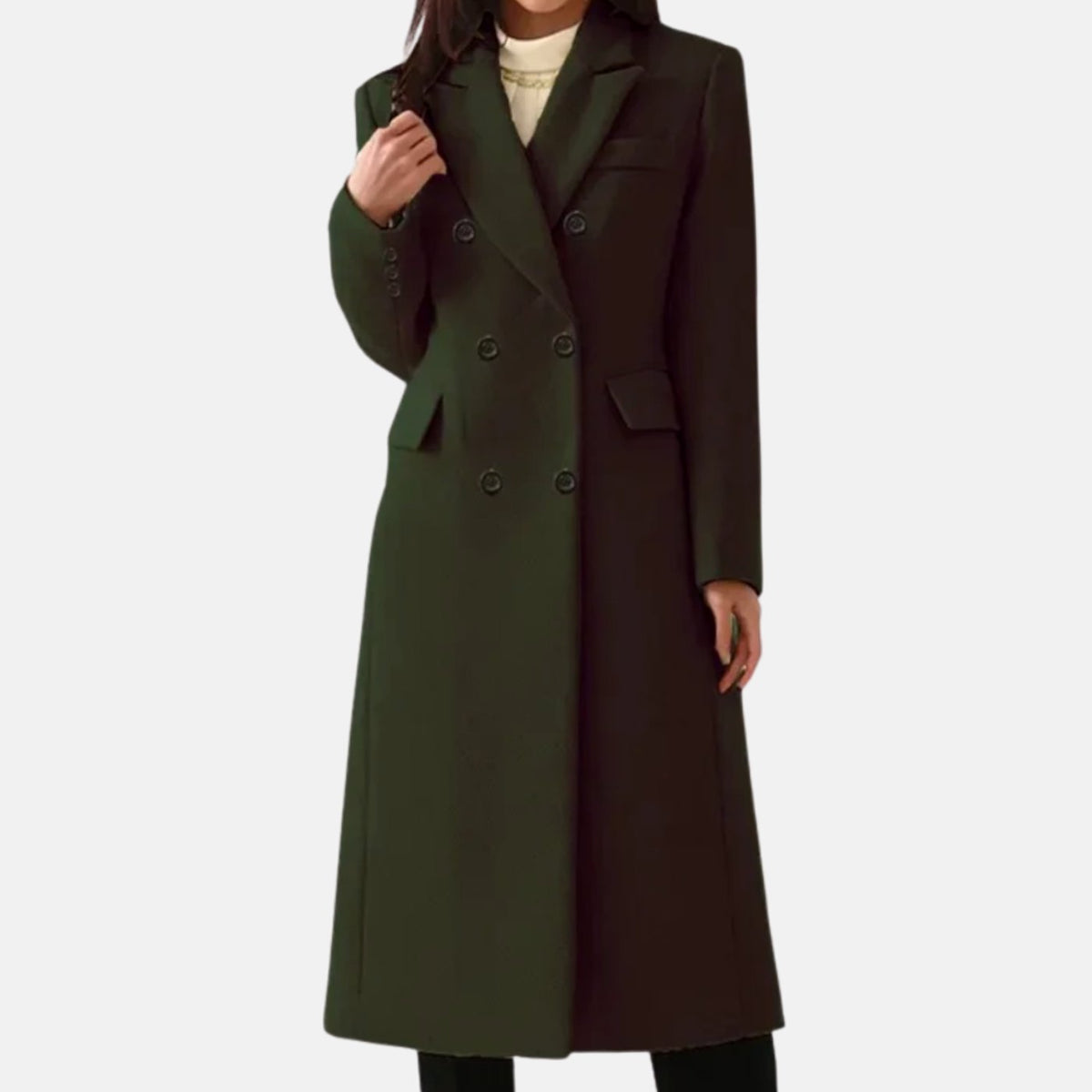 Scarlett | Women's Double-Breasted Wool Winter Coat Notch Lapel Long Tailored