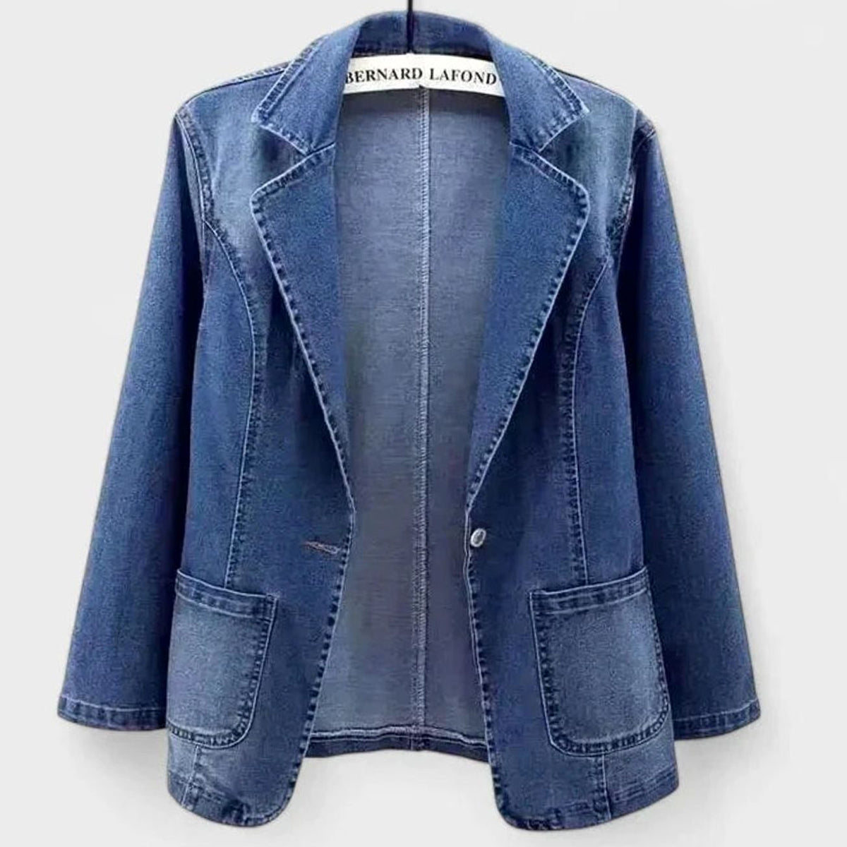 Penelope | Women's Elegant Denim Blazer Jacket Single-Button Straight Cut