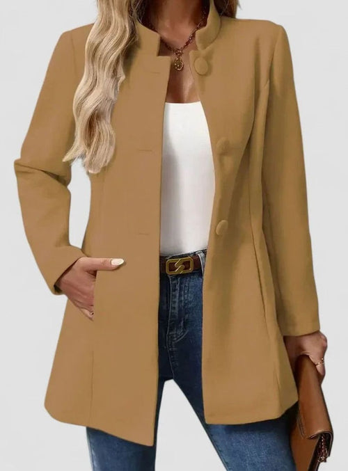 Victoria | Women's Elegant Stand-Collar Button-Front Formal Jacket