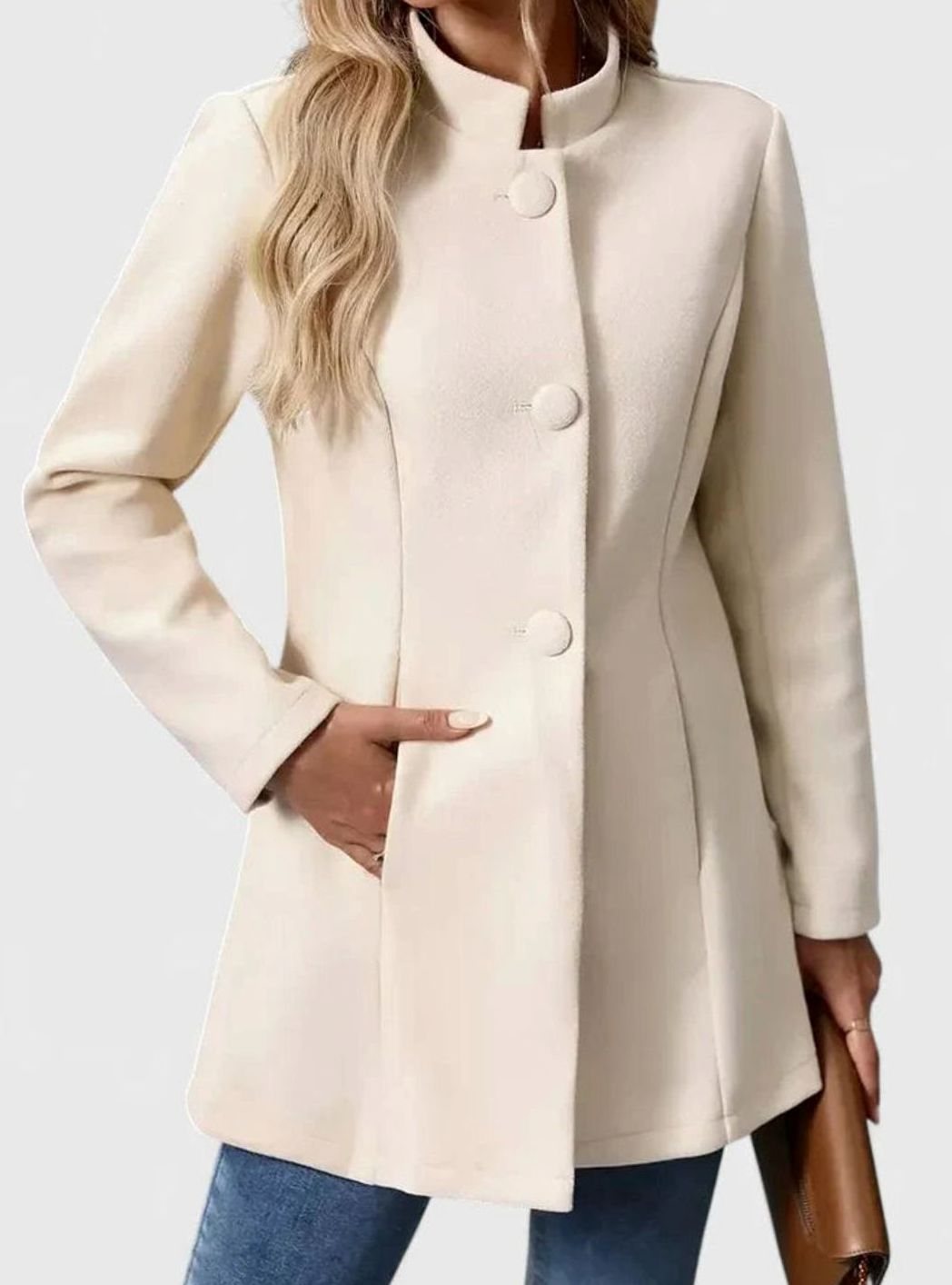 Victoria | Women's Elegant Stand-Collar Button-Front Formal Jacket
