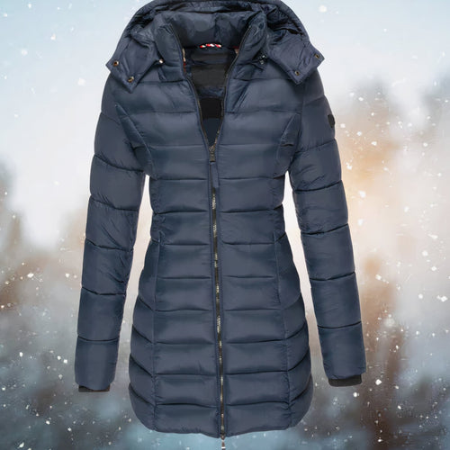 Camila | Women's Fitted Hooded Quilted Jacket Long Puffer Coat
