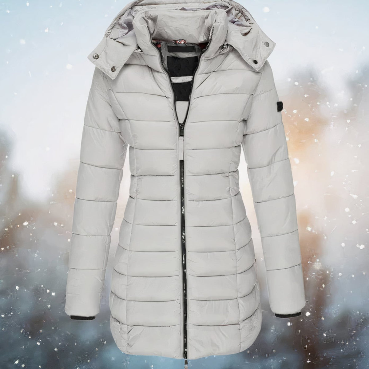 Camila | Women's Fitted Hooded Quilted Jacket Long Puffer Coat
