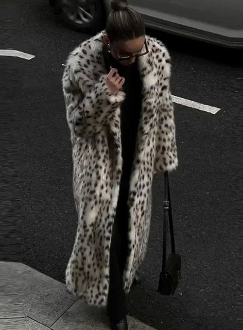 Luna | Women's Long Leopard Print Faux Fur Womens Winter Coat