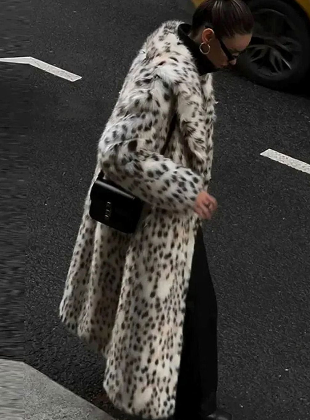 Luna | Women's Long Leopard Print Faux Fur Womens Winter Coat