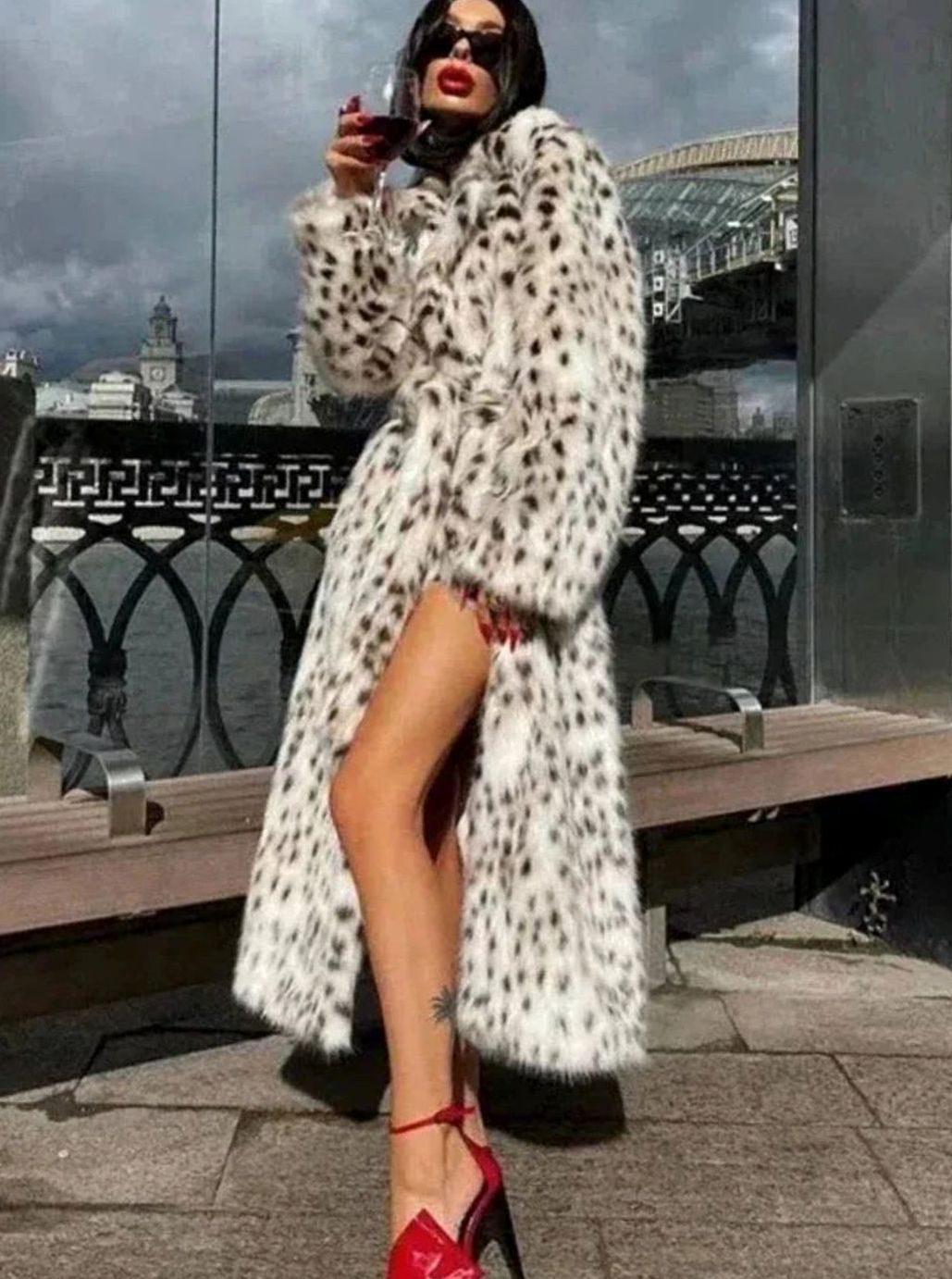 Luna | Women's Long Leopard Print Faux Fur Womens Winter Coat