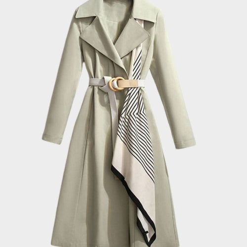 Layla | Women's Midi-Length Belted Trench Coat Notch Collar