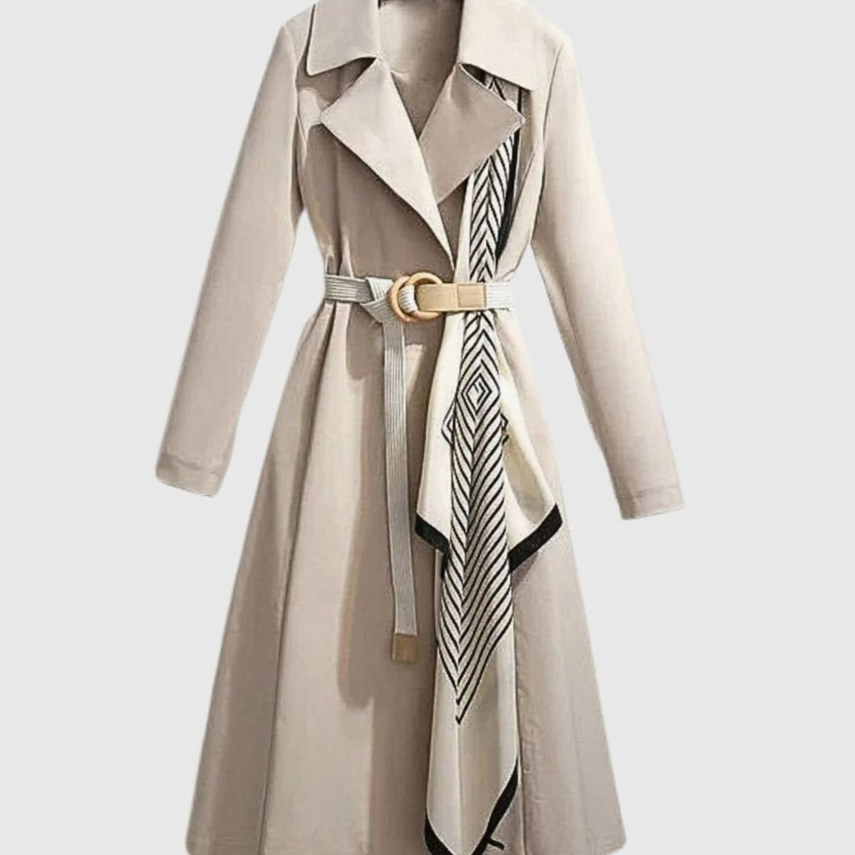 Layla | Women's Midi-Length Belted Trench Coat Notch Collar
