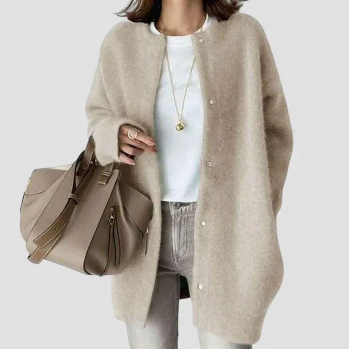 Victoria | Women's Oversized Button-Front Knit Cardigan Sweater, Camel
