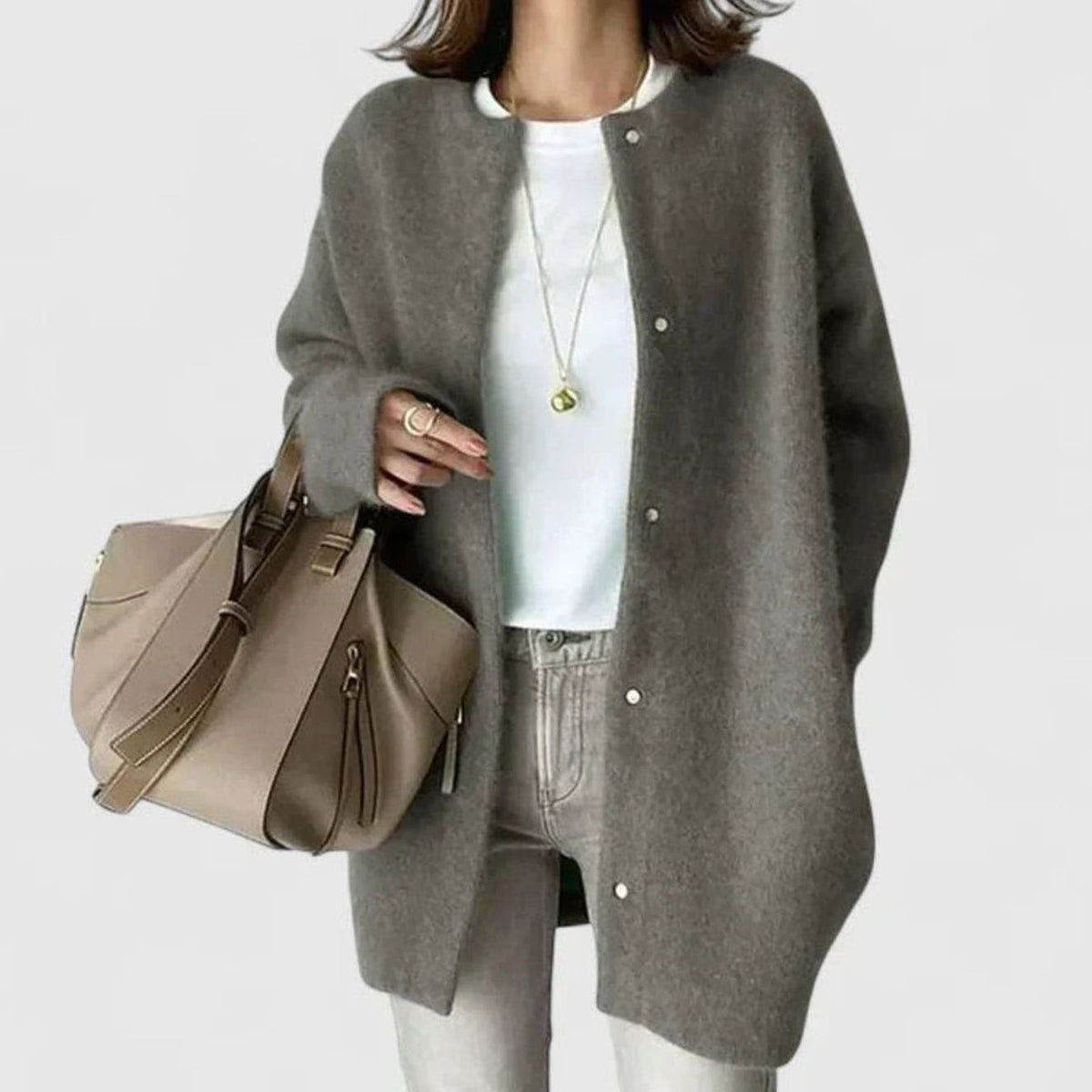 Victoria | Women's Oversized Button-Front Knit Cardigan Sweater, Camel