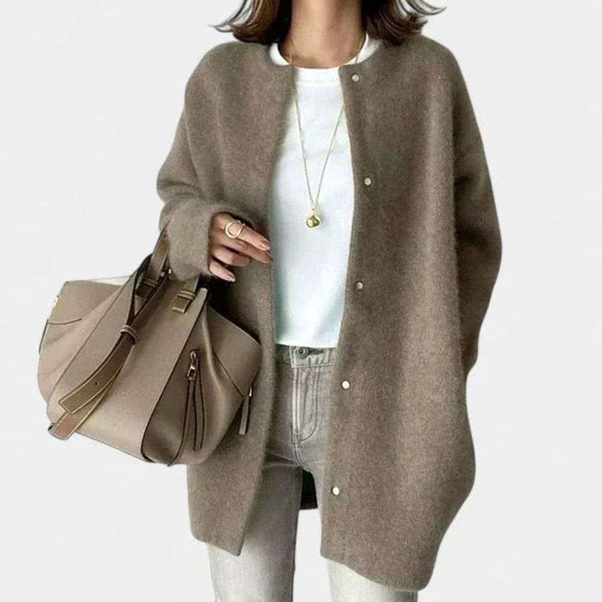 Victoria | Women's Oversized Button-Front Knit Cardigan Sweater, Camel