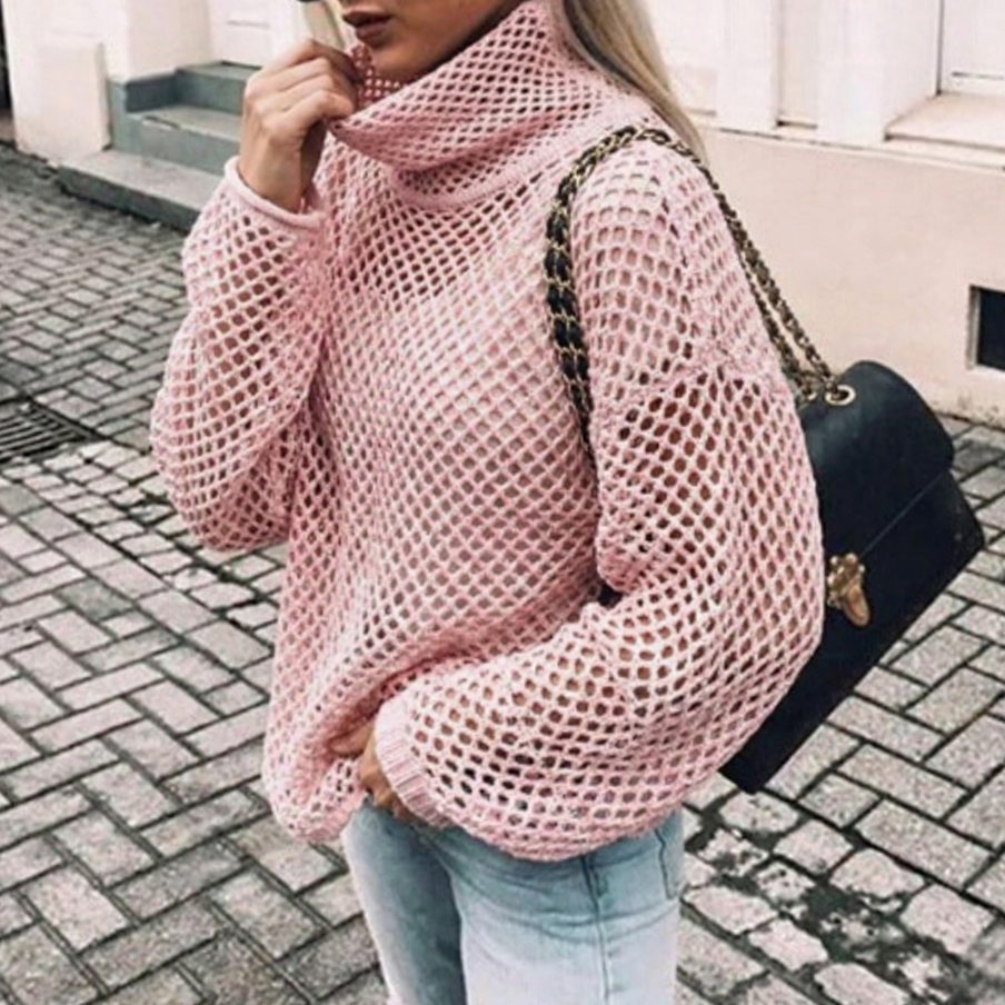 Aria | Women's Oversized Chunky Knit Turtleneck Sweater Balloon Sleeves