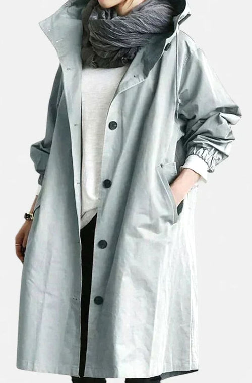 Scarlett | Women's Oversized Hooded Button-Front Longline Trench Coat