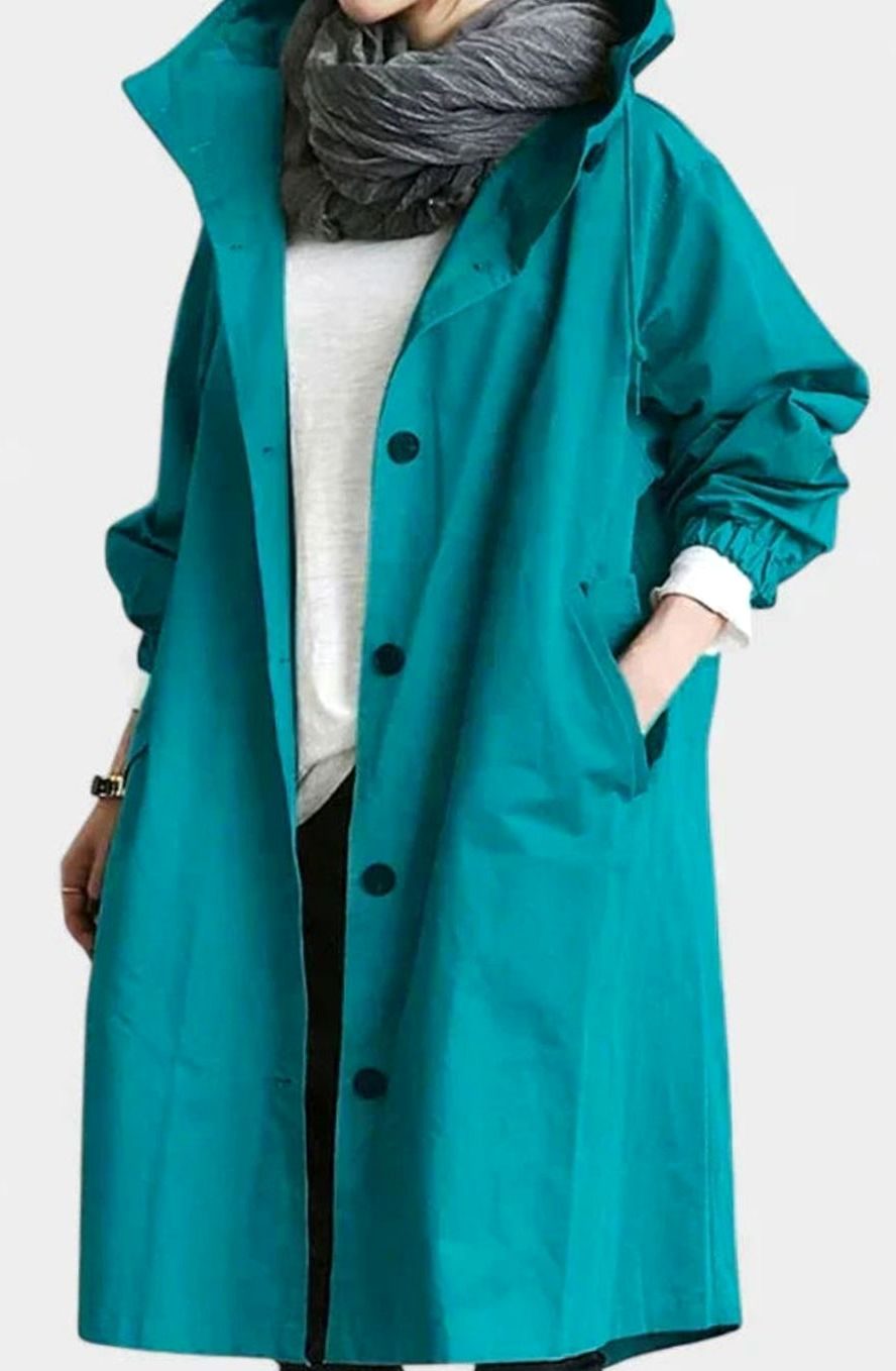 Scarlett | Women's Oversized Hooded Button-Front Longline Trench Coat