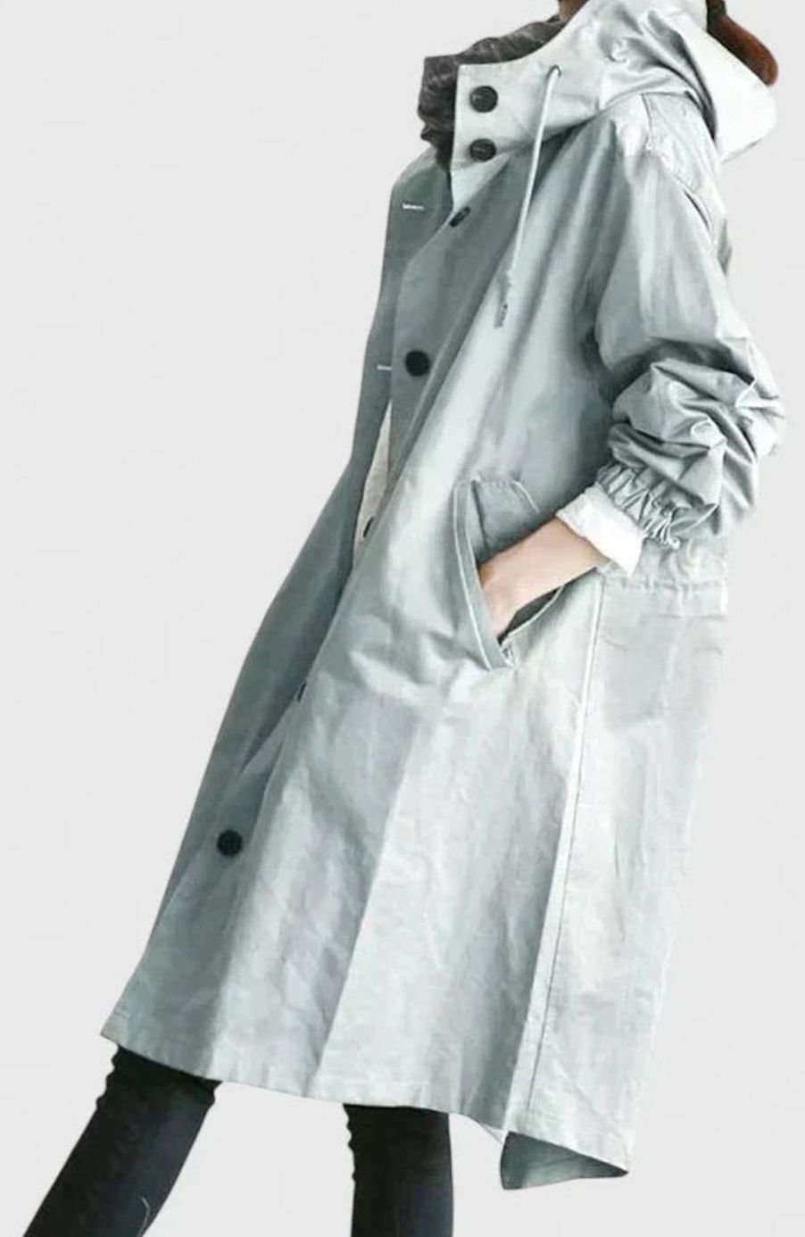Scarlett | Women's Oversized Hooded Button-Front Longline Trench Coat